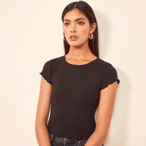 Reformation ribbed tshirt w/ lettuce edge